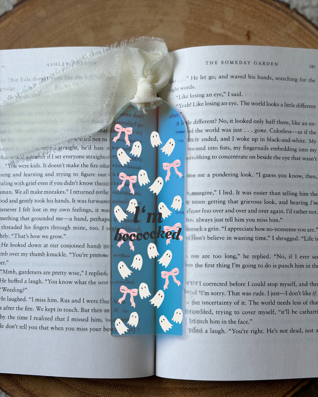 I'm Boooooked Ghost & Bows Acrylic Bookmark