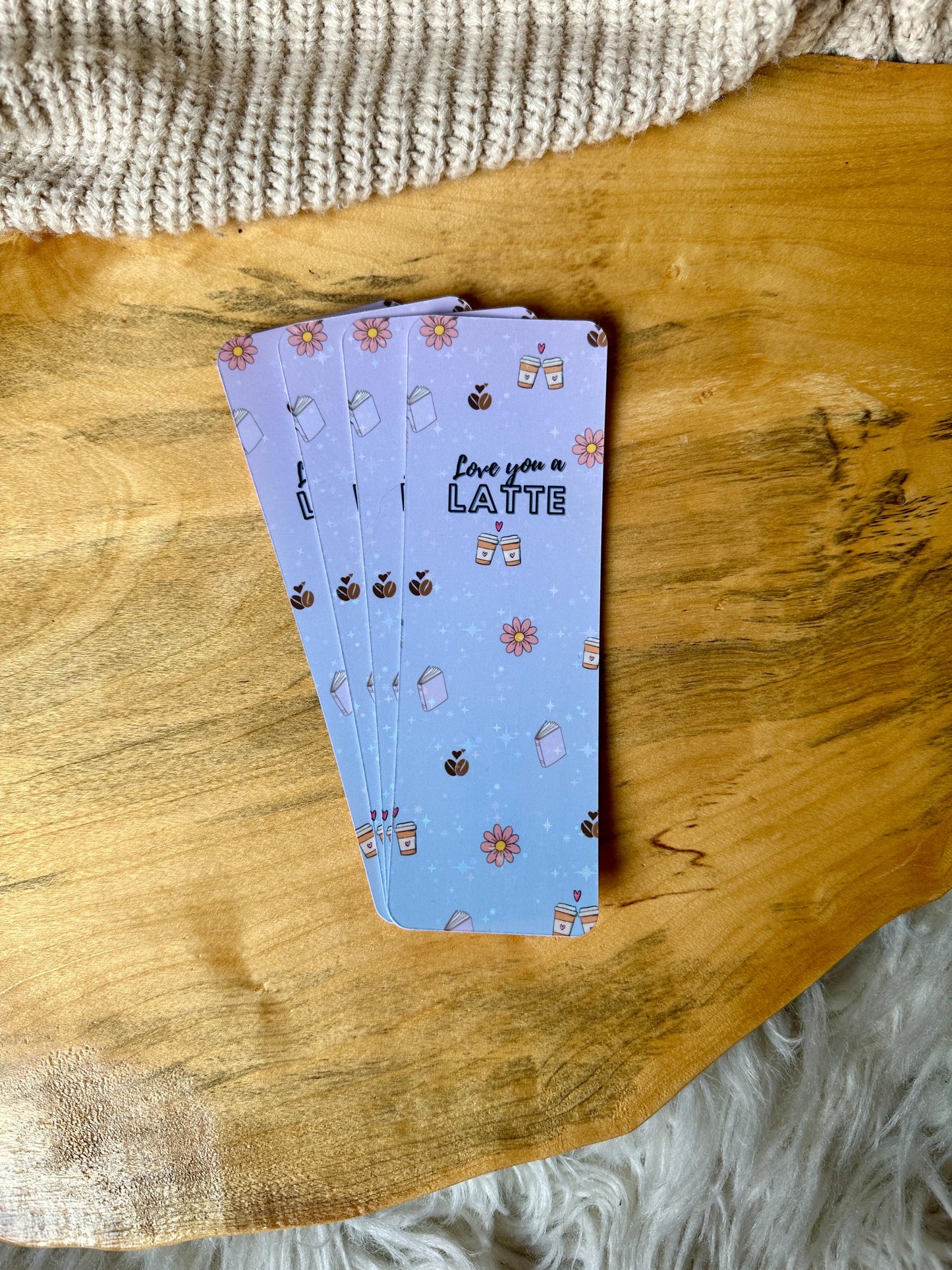 I Love You a Latte Bookmark | Coffee Lover Bookmark with Books & Flowers | Cute Bookish Gift for Readers, Book Club, Booktok