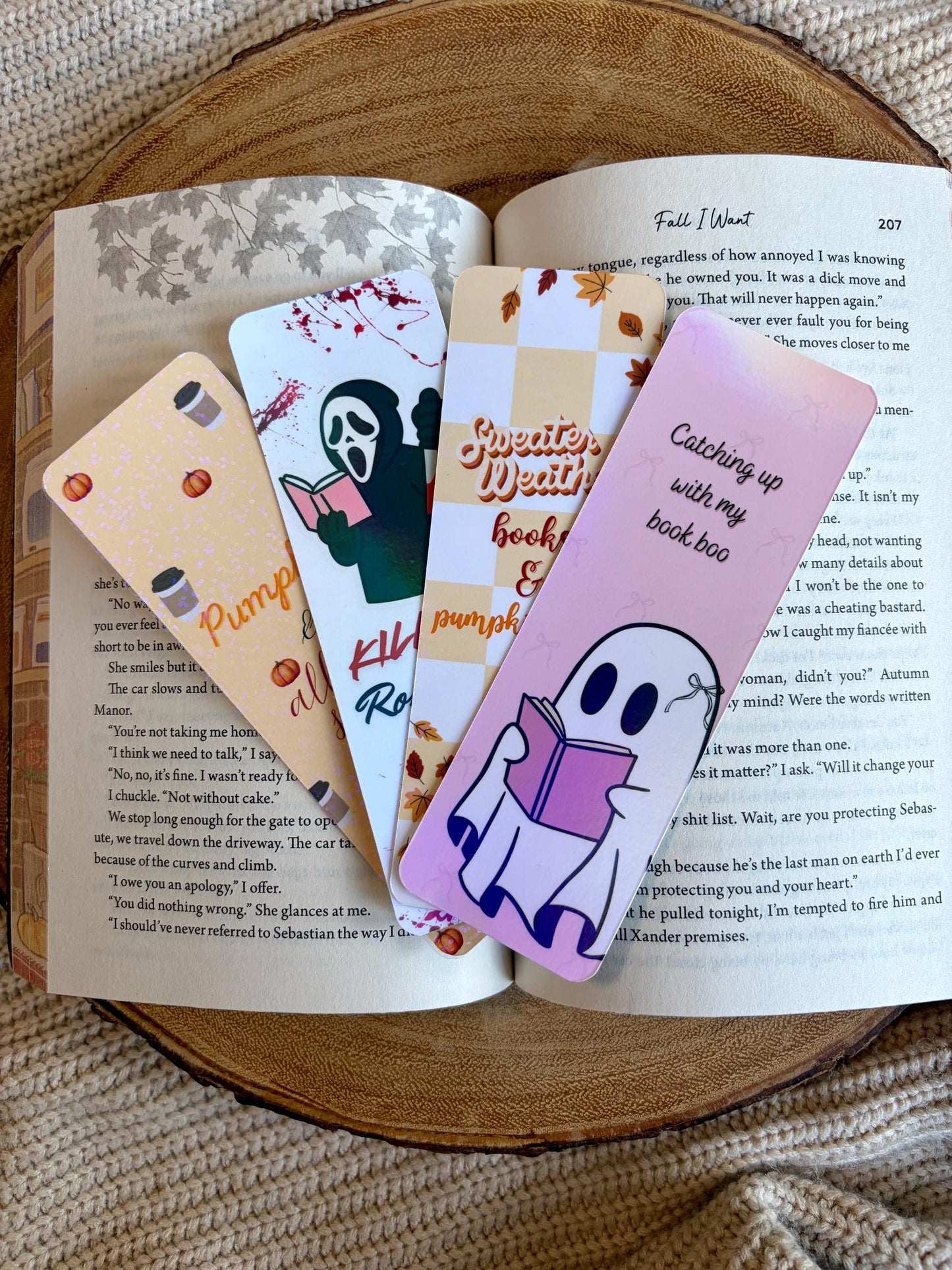 Fall Bookmarks • Ghostface Killer Romance • Pumpkin Spice • Book Boo • Sweater Weather • Autumn Reading Accessories
