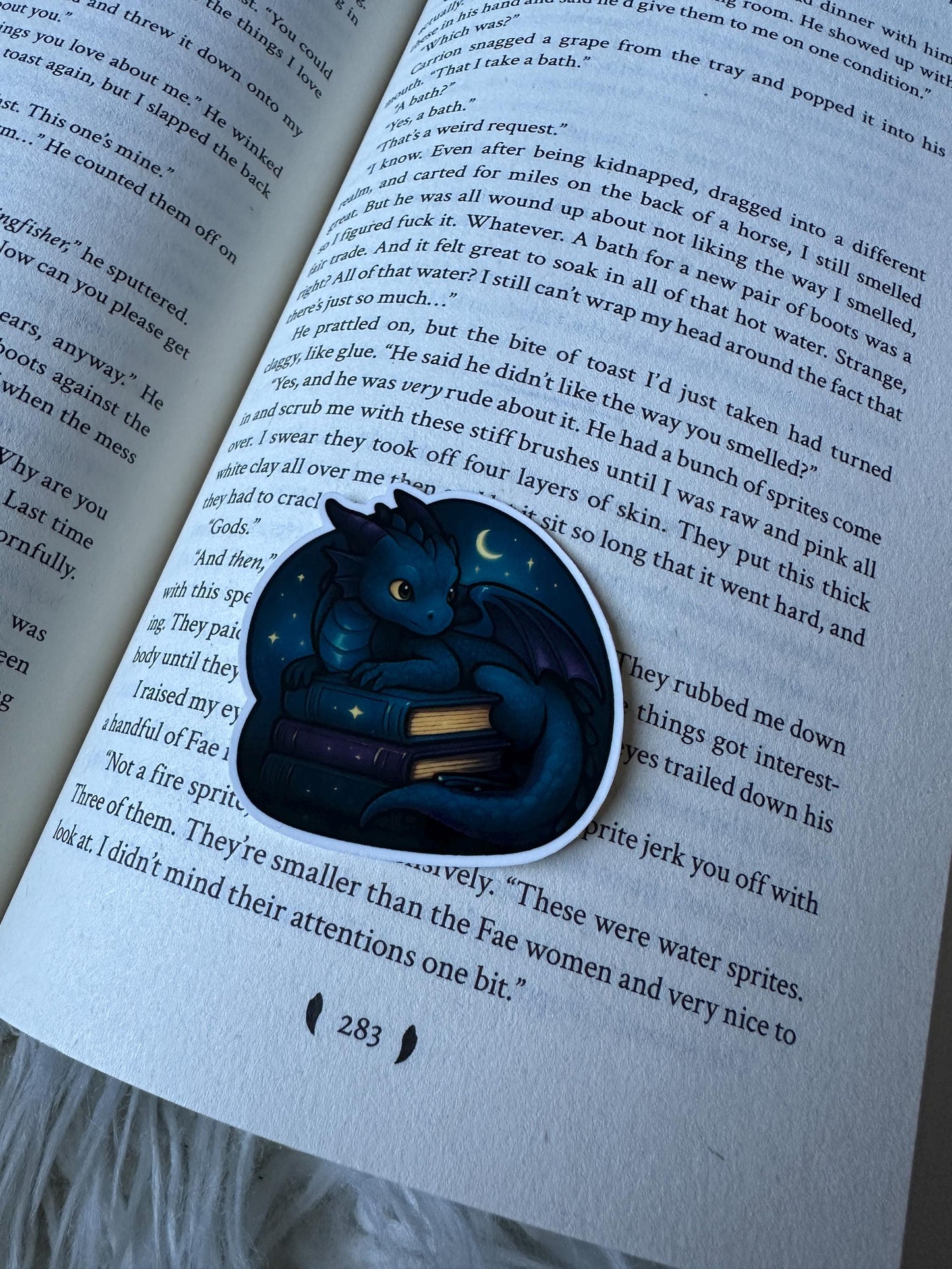 Cute Fantasy Dragon with Book Stack Sticker