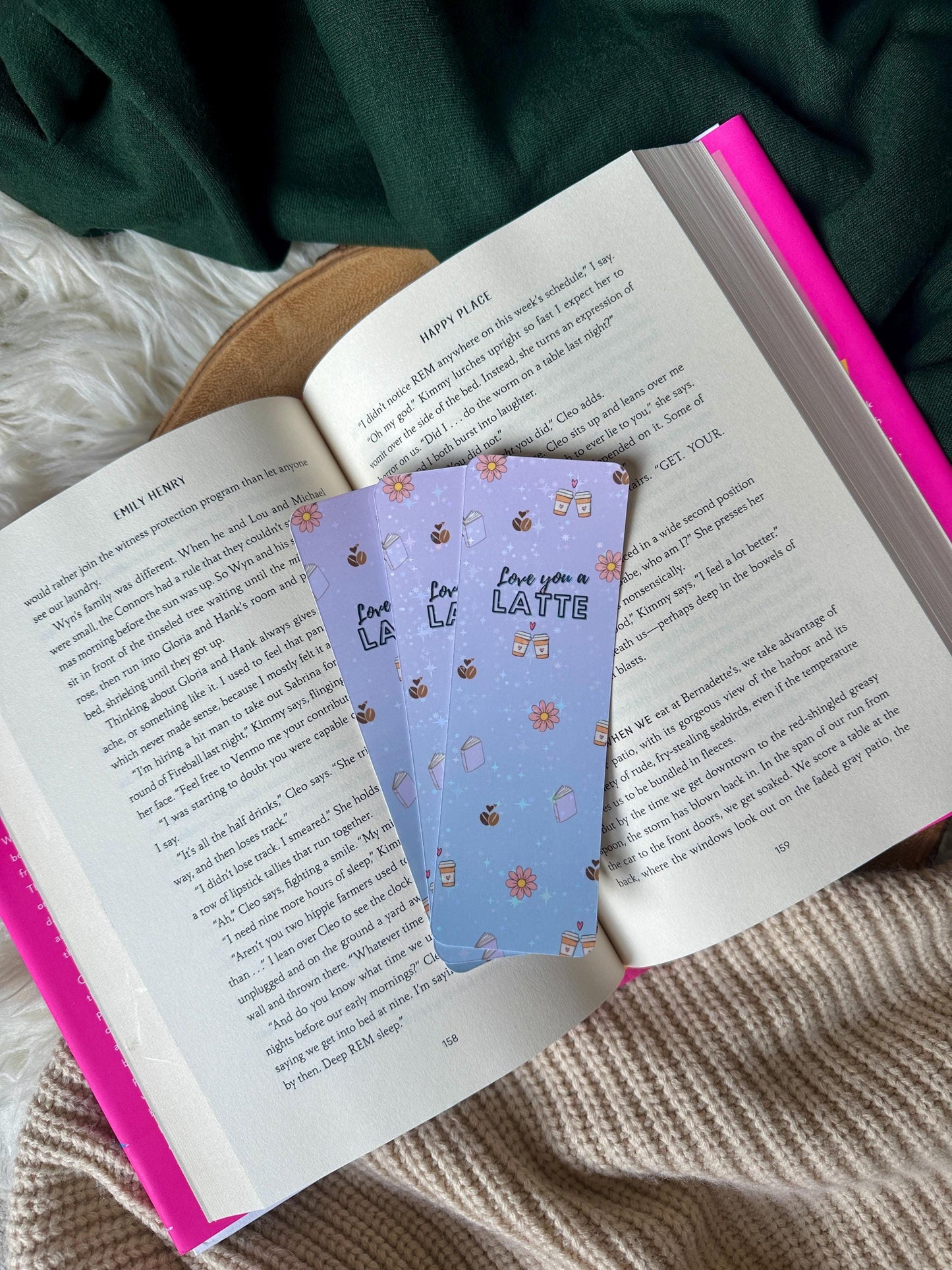 I Love You a Latte Bookmark | Coffee Lover Bookmark with Books & Flowers | Cute Bookish Gift for Readers, Book Club, Booktok