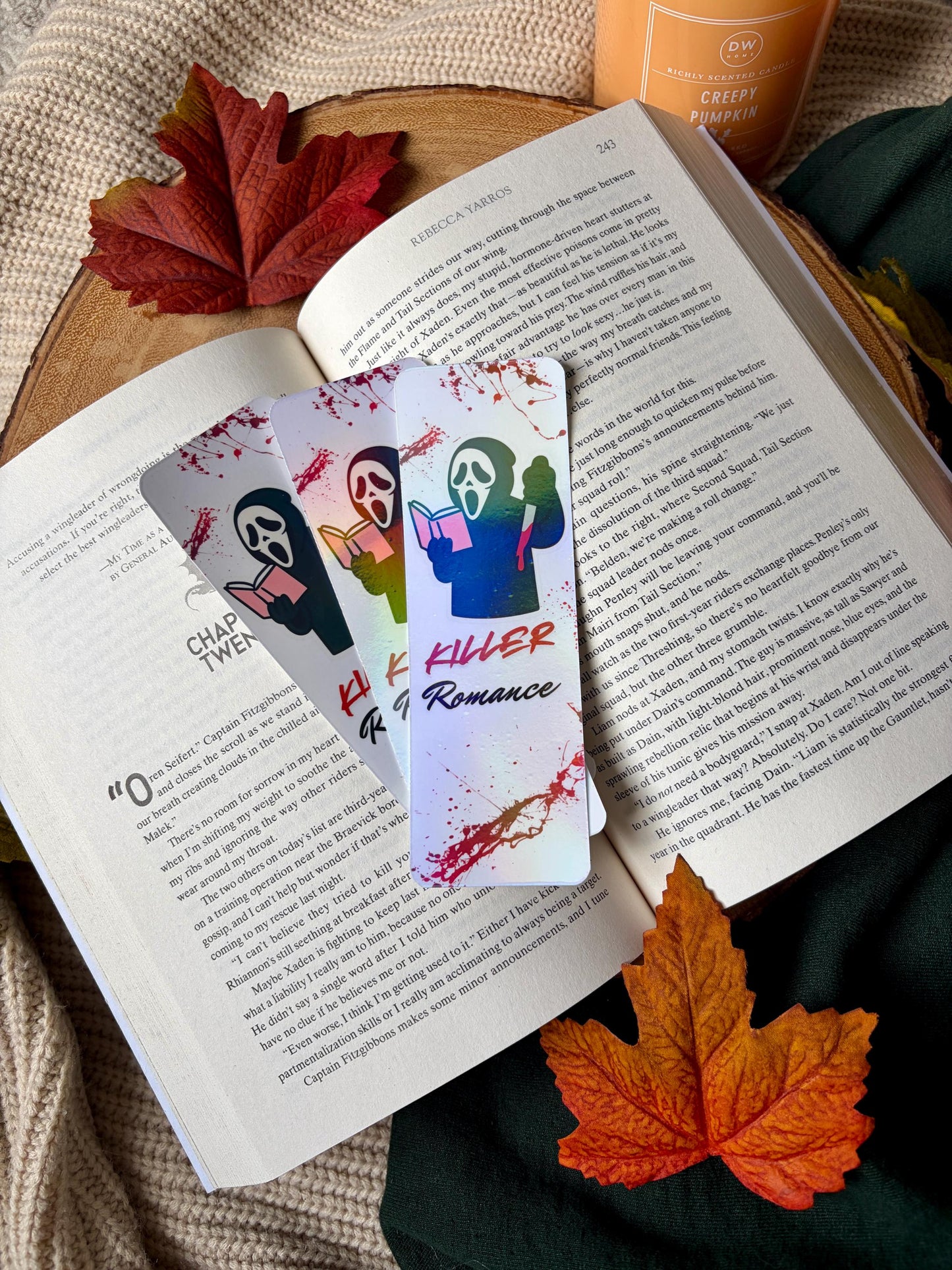 Fall Bookmarks • Ghostface Killer Romance • Pumpkin Spice • Book Boo • Sweater Weather • Autumn Reading Accessories