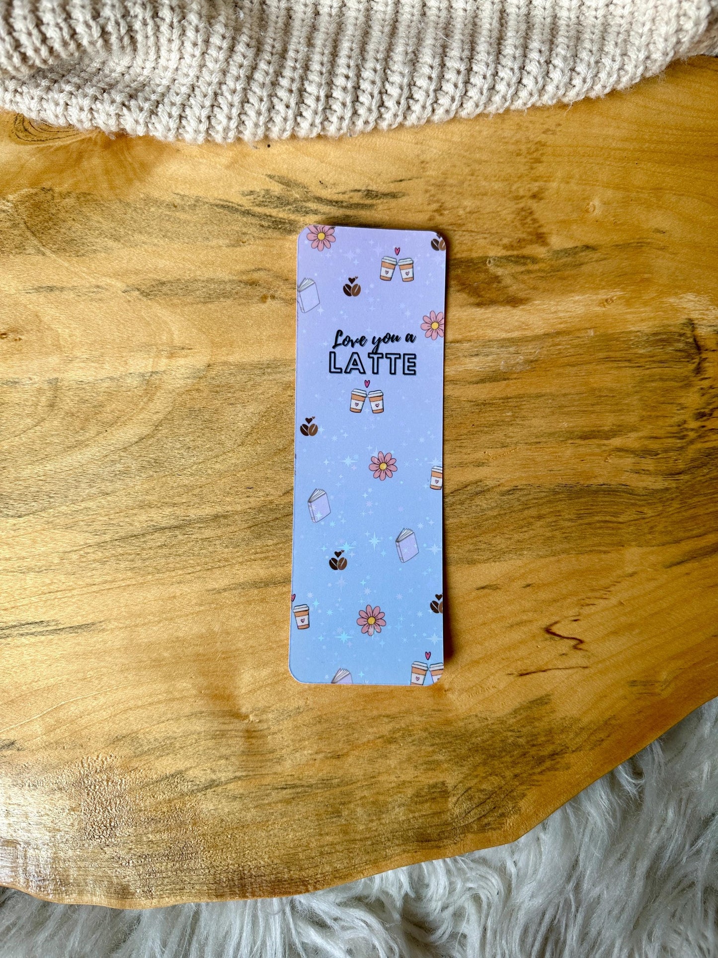 I Love You a Latte Bookmark | Coffee Lover Bookmark with Books & Flowers | Cute Bookish Gift for Readers, Book Club, Booktok