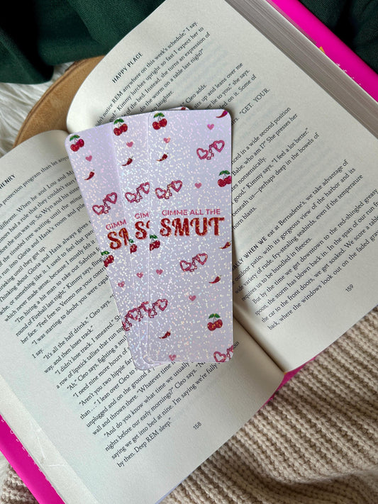 Gimme All the Smut Bookmark | Cherry & Pepper Design | Romance Reader Gift | BookTok Bookish Accessory | Fun Adult Reading Bookmark