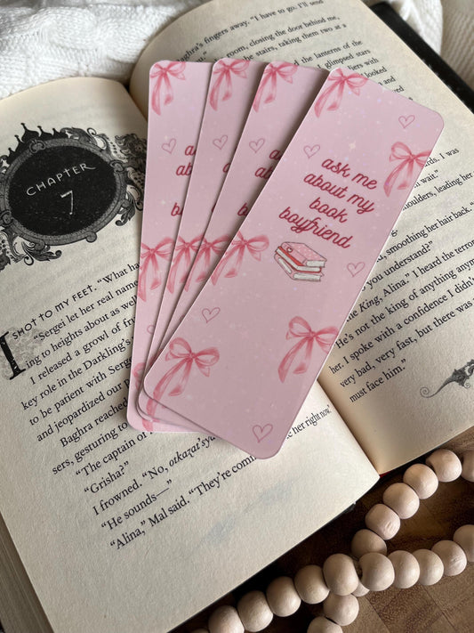 Book Boyfriend Bookmark: Pink Bow Romance Reader Gift