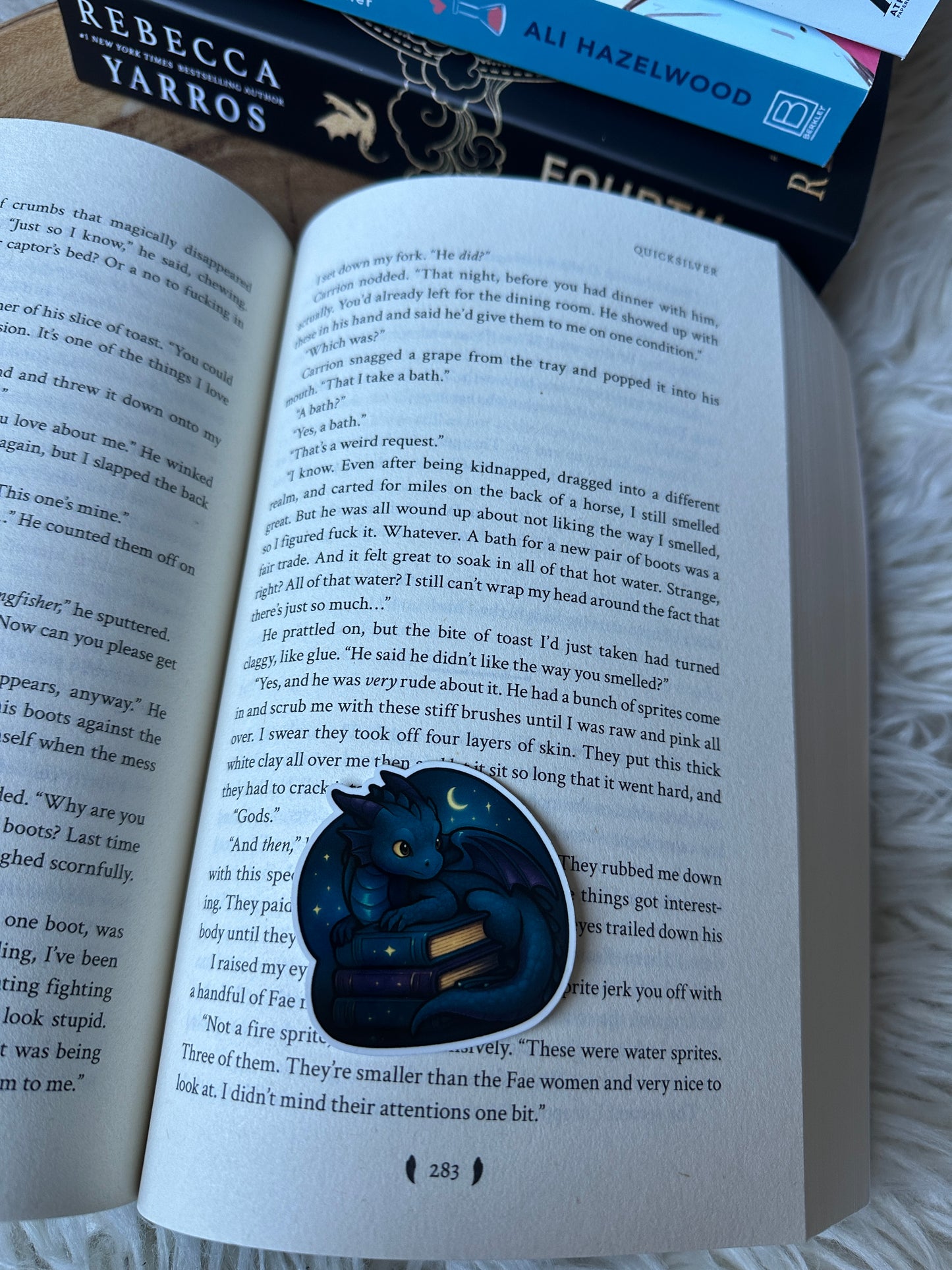 Cute Fantasy Dragon with Book Stack Sticker