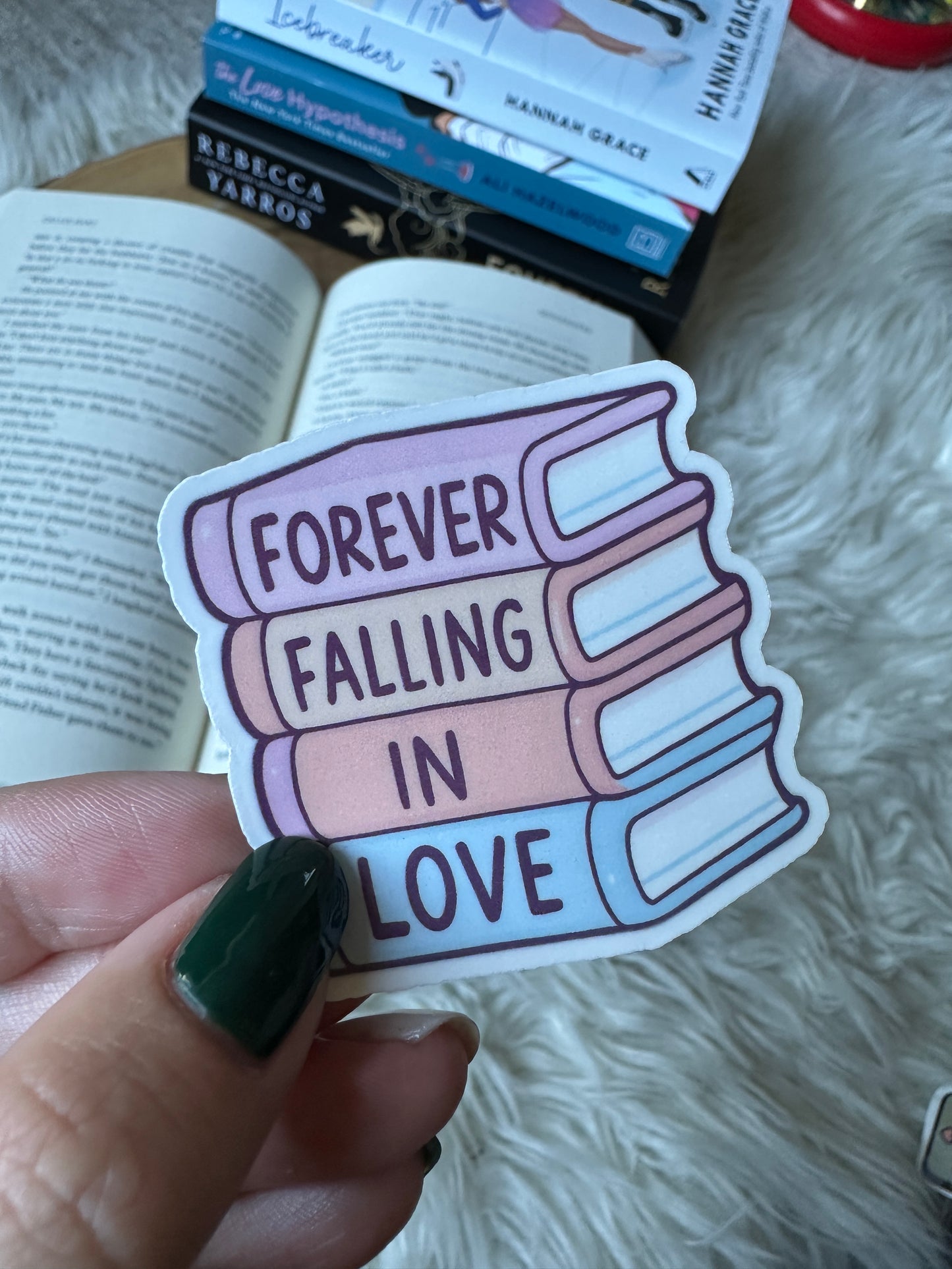 Bookish Stickers: Forever Falling in Love Stack of Books