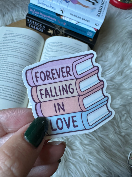 Bookish Stickers: Forever Falling in Love Stack of Books
