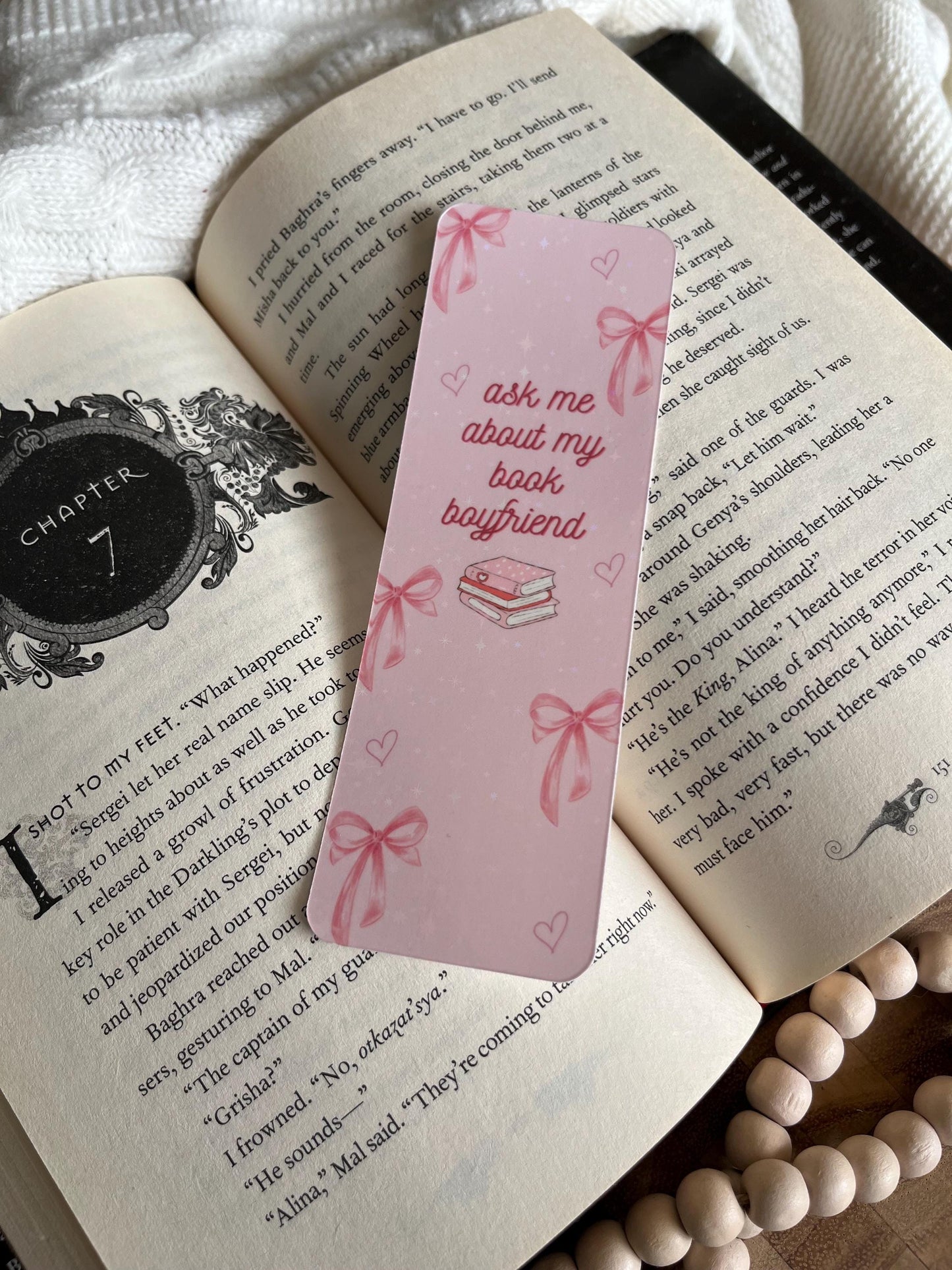 Book Boyfriend Bookmark: Pink Bow Romance Reader Gift